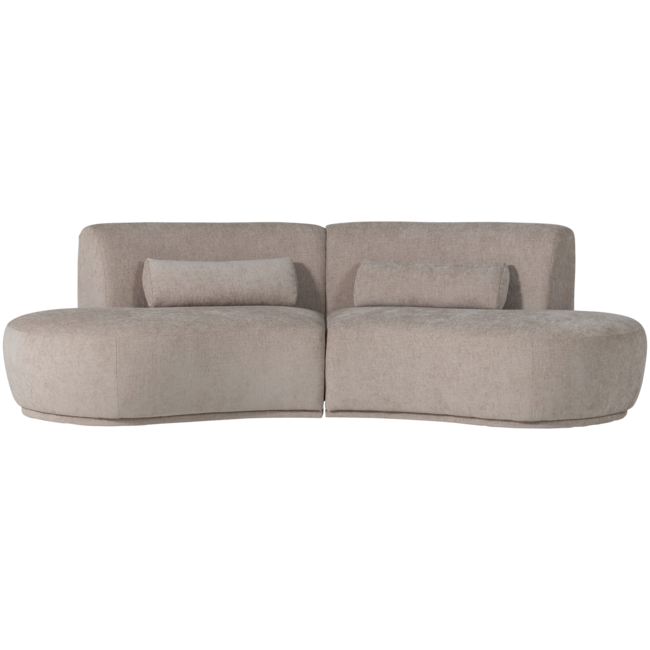 Woood Batavier half ronde bank 4-zits velvet melange zand