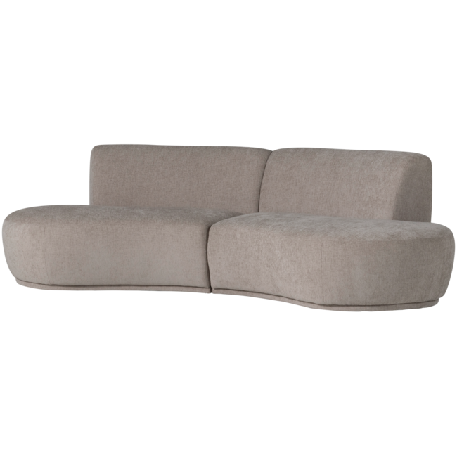 Woood Batavier half ronde bank 4-zits velvet melange zand