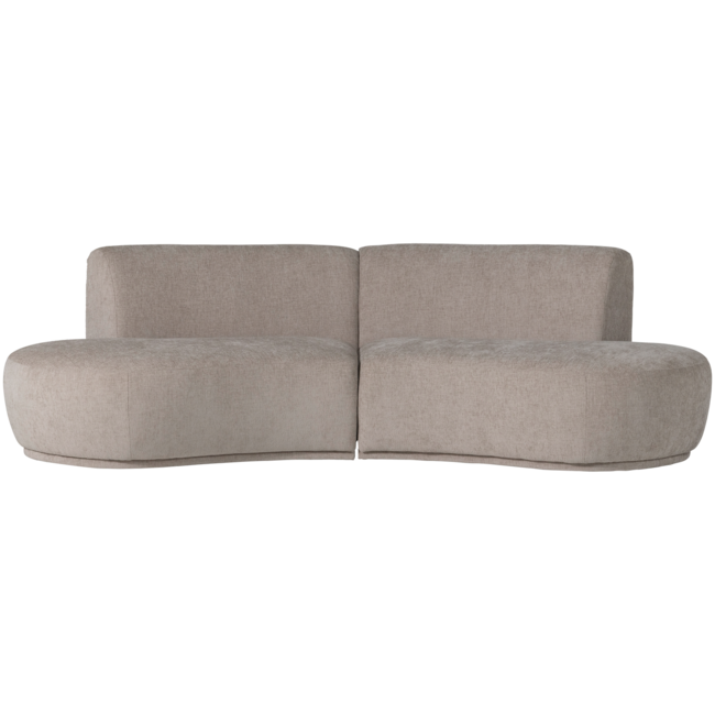 Woood Batavier half ronde bank 4-zits velvet melange zand