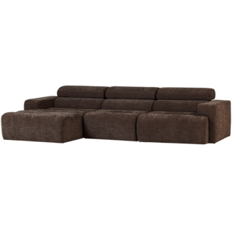 Woood Novi chaise longue bank links donkerbruin melange