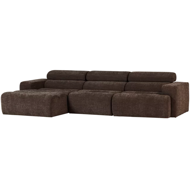 Woood Novi chaise longue bank links donkerbruin melange