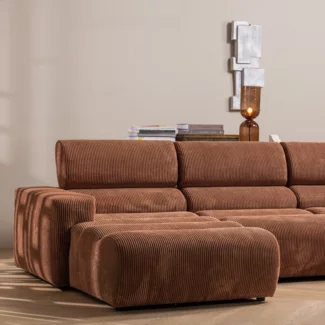 Woood Novi chaise longue bank links ribstof terra