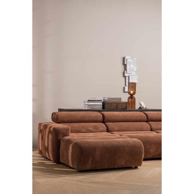 Woood Novi chaise longue bank links ribstof terra