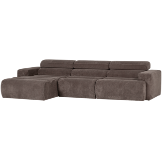 Woood Novi chaise longue bank links ribstof grijsbruin