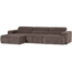 Woood Novi chaise longue bank links ribstof grijsbruin