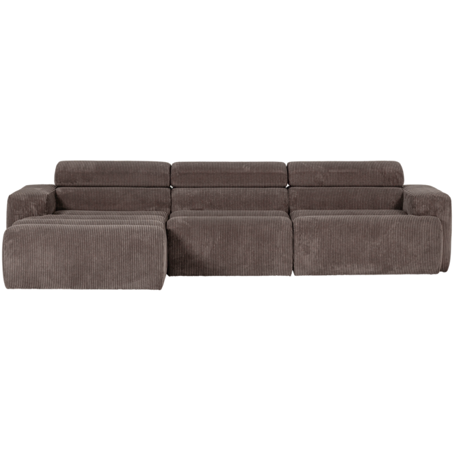 Woood Novi chaise longue bank links ribstof grijsbruin