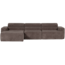 Woood Novi chaise longue bank links ribstof grijsbruin