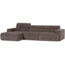 Woood Novi chaise longue bank links ribstof grijsbruin