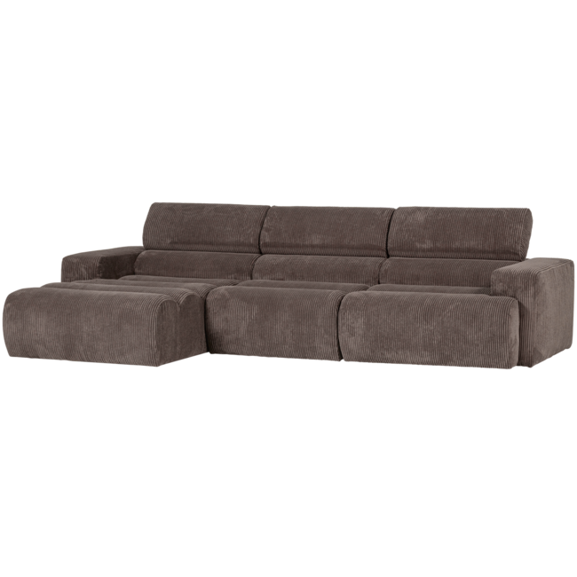 Woood Novi chaise longue bank links ribstof grijsbruin