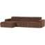 Woood Novi chaise longue bank links ribstof mokkabruin