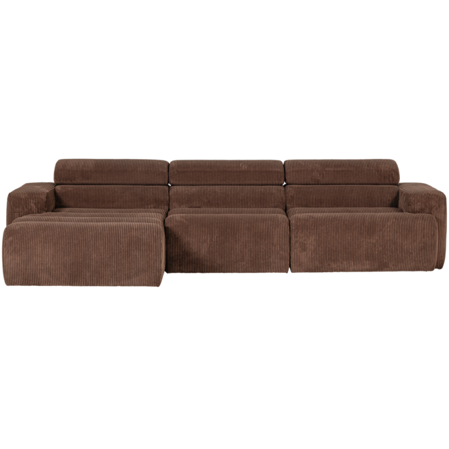 Woood Novi chaise longue bank links ribstof mokkabruin