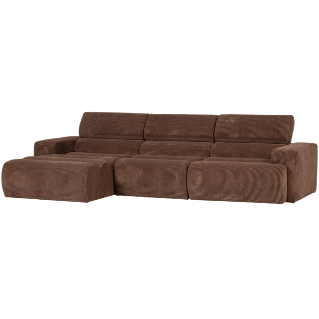 Woood Novi chaise longue bank links ribstof mokkabruin