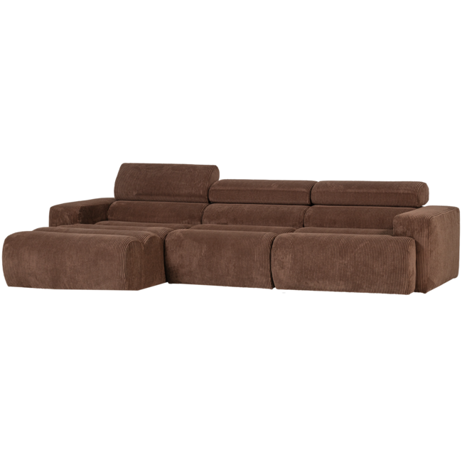Woood Novi chaise longue bank links ribstof mokkabruin