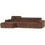 Woood Novi chaise longue bank links ribstof mokkabruin