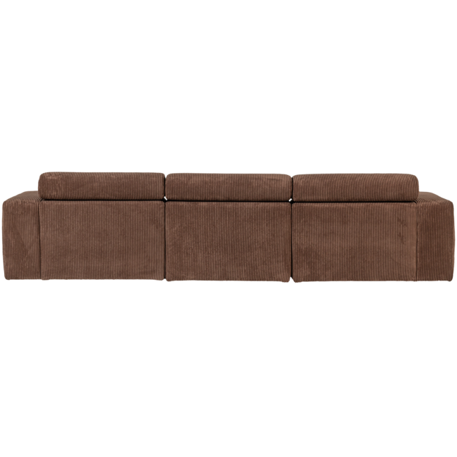 Woood Novi chaise longue bank links ribstof mokkabruin