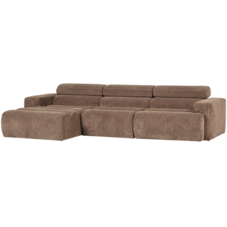 Woood Novi chaise longue bank links ribstof taupe