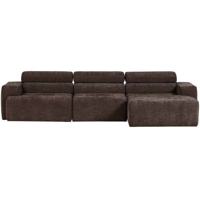 Woood Novi chaise longue bank rechts donkerbruin melange