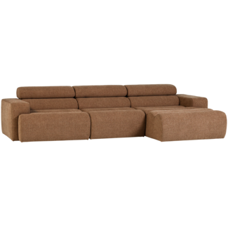 Woood Novi chaise longue bank rechts boucle karamelbruin