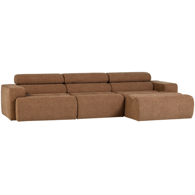Woood Novi chaise longue bank rechts boucle karamelbruin