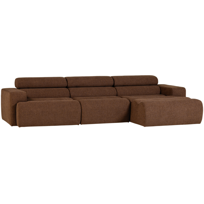 Woood Novi chaise longue bank rechts boucle mokkabruin