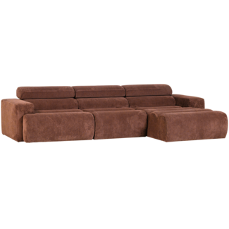 Woood Novi chaise longue bank rechts ribstof terra