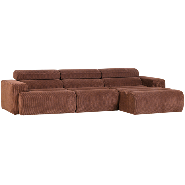 Woood Novi chaise longue bank rechts ribstof terra