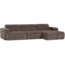 Woood Novi chaise longue bank rechts ribstof grijsbruin