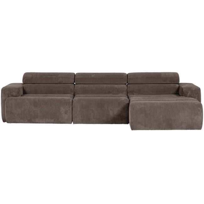 Woood Novi chaise longue bank rechts ribstof grijsbruin