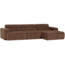 Woood Novi chaise longue bank rechts ribstof mokkabruin