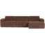 Woood Novi chaise longue bank rechts ribstof mokkabruin