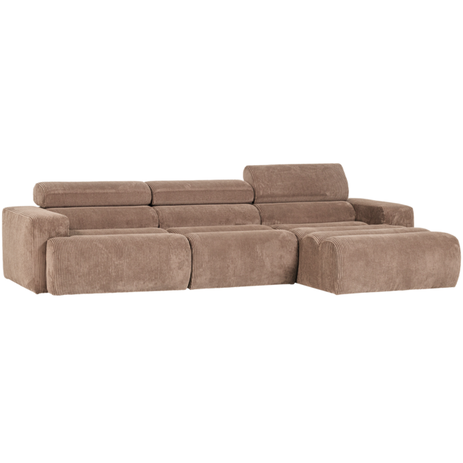 Woood Novi chaise longue bank rechts ribstof taupe