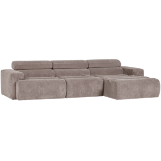 Woood Novi chaise longue bank rechts ribstof zand