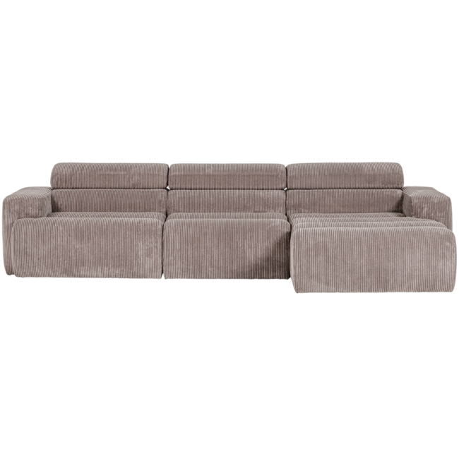 Woood Novi chaise longue bank rechts ribstof zand