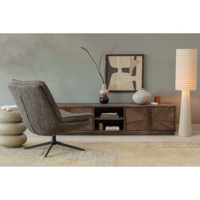 Woood Loft vloerlamp metaal/boucle naturel met strepen 130xo30cm