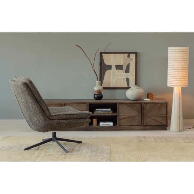 Woood Loft vloerlamp metaal/boucle naturel met strepen 130xo30cm