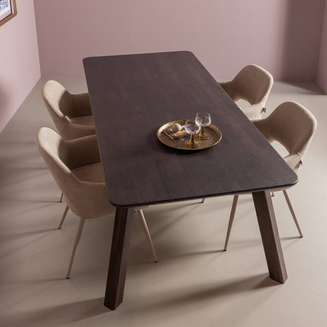 Woood Tablo eettafel afgerond vingerlas 200x90cm mystic brown [fsc]