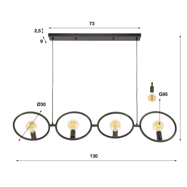 WoonStijl Hanglamp 4L Loop