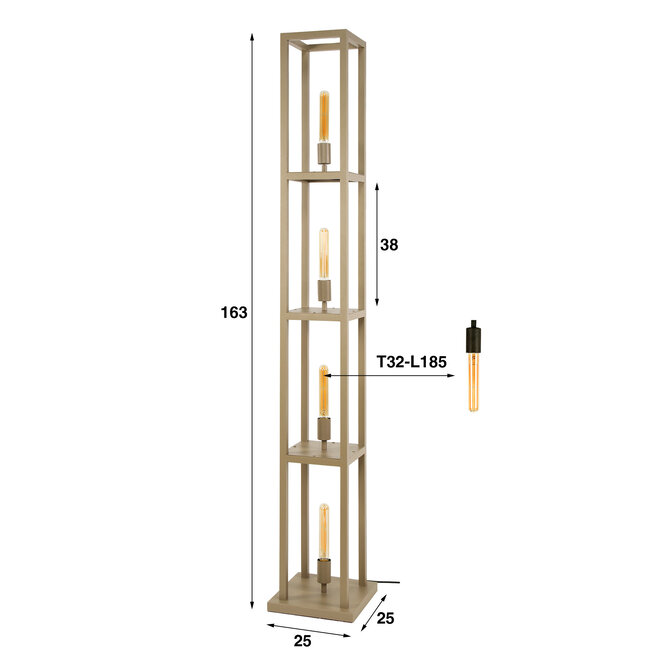 WoonStijl Vloerlamp 4L Quadra Beige