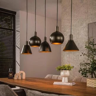 WoonStijl Hanglamp 5L Metallo mix Sienna bruin