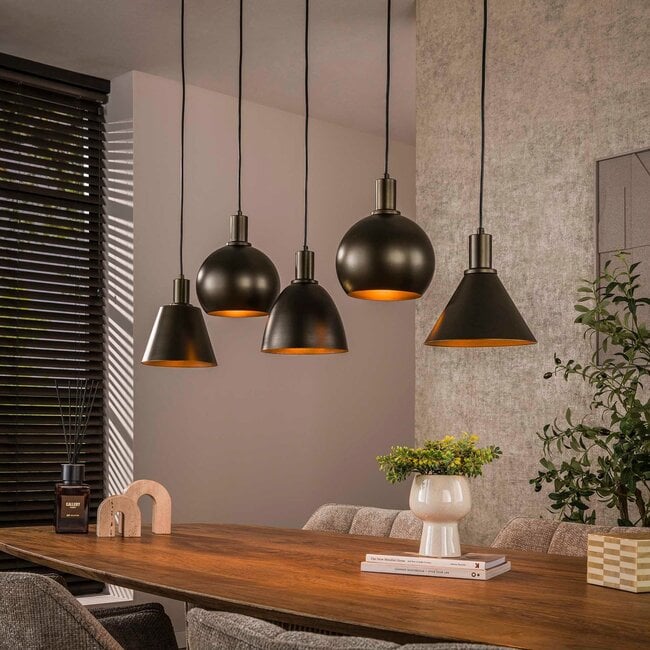 WoonStijl Hanglamp 5L Metallo mix Sienna bruin