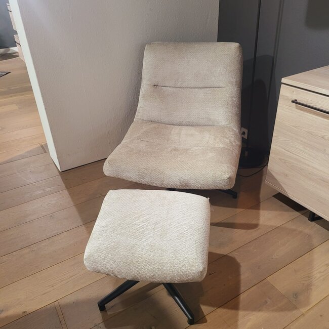WoonMax Fauteuil + Hocker Foxton - Comfortabele Draaifauteuil in Movie Stof