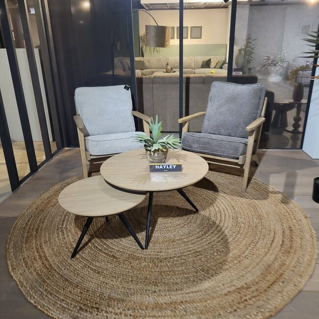 WoonMax Fauteuil Osaka met houten armleuning - naturel