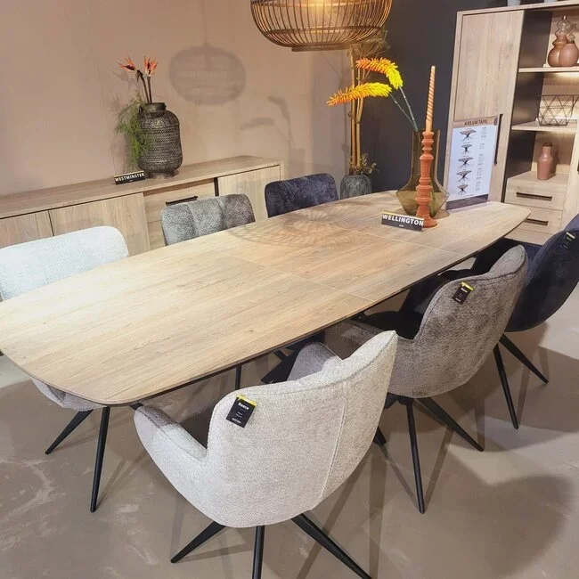 WoonMax Eettafel Wellington Deens Ovaal uitschuifbaar Lamulux  - Diverse kleuren en afmetingen