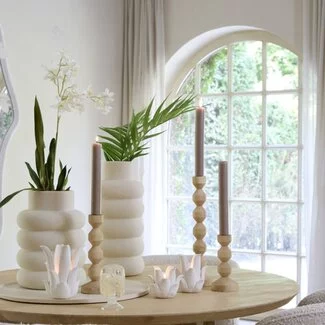 Light en Living Vaas deco Ø23X32,5 cm TRIORA keramiek mat creme