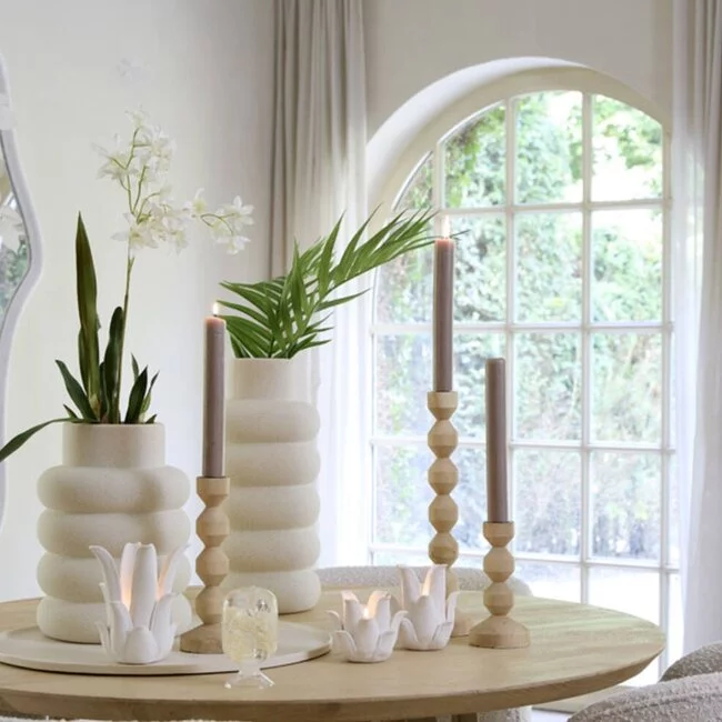 Light en Living Vaas deco Ø23X32,5 cm TRIORA keramiek mat creme