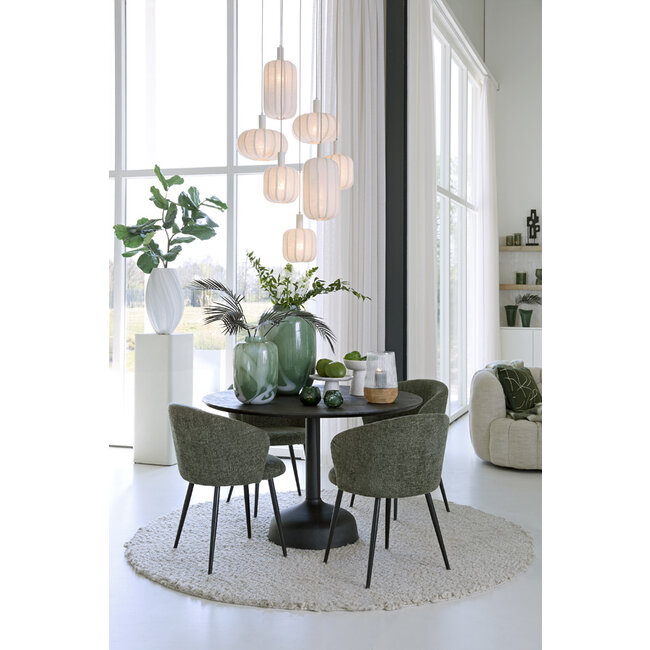 Light en Living Windlicht Ø22x30 Cm MINAS glas Rib helder+hout naturel