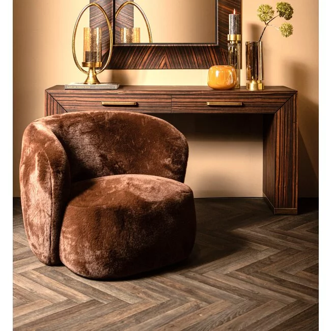 PTMD Fauteuil Aphrodite fur donkerbruin