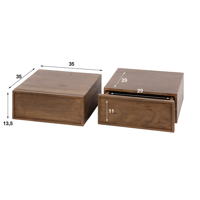 WoonStijl Nachtkastje Frame met 1 lade - set van 2 nachtkastjes