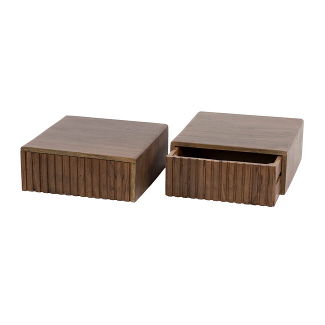 WoonStijl Nachtkastje Carve met 1 lade - set van 2
