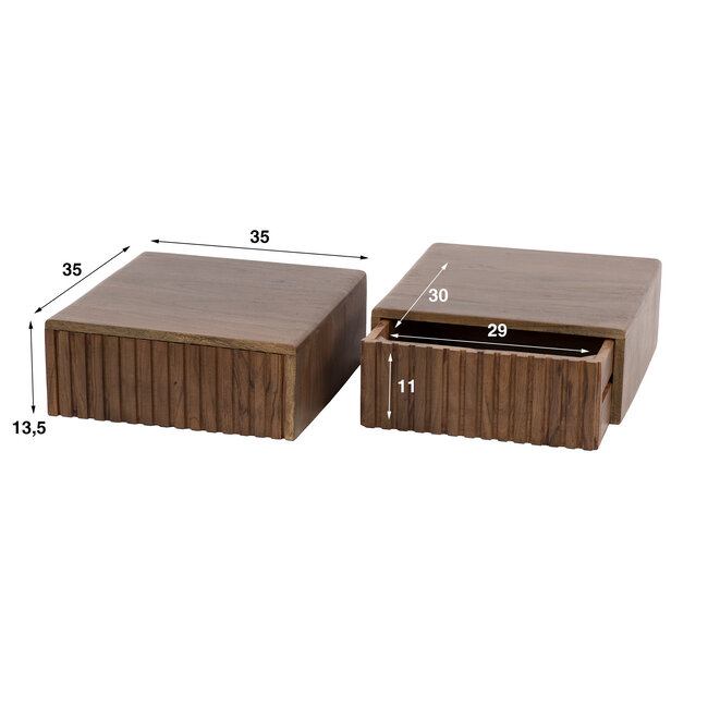 WoonStijl Nachtkastje Carve met 1 lade - set van 2